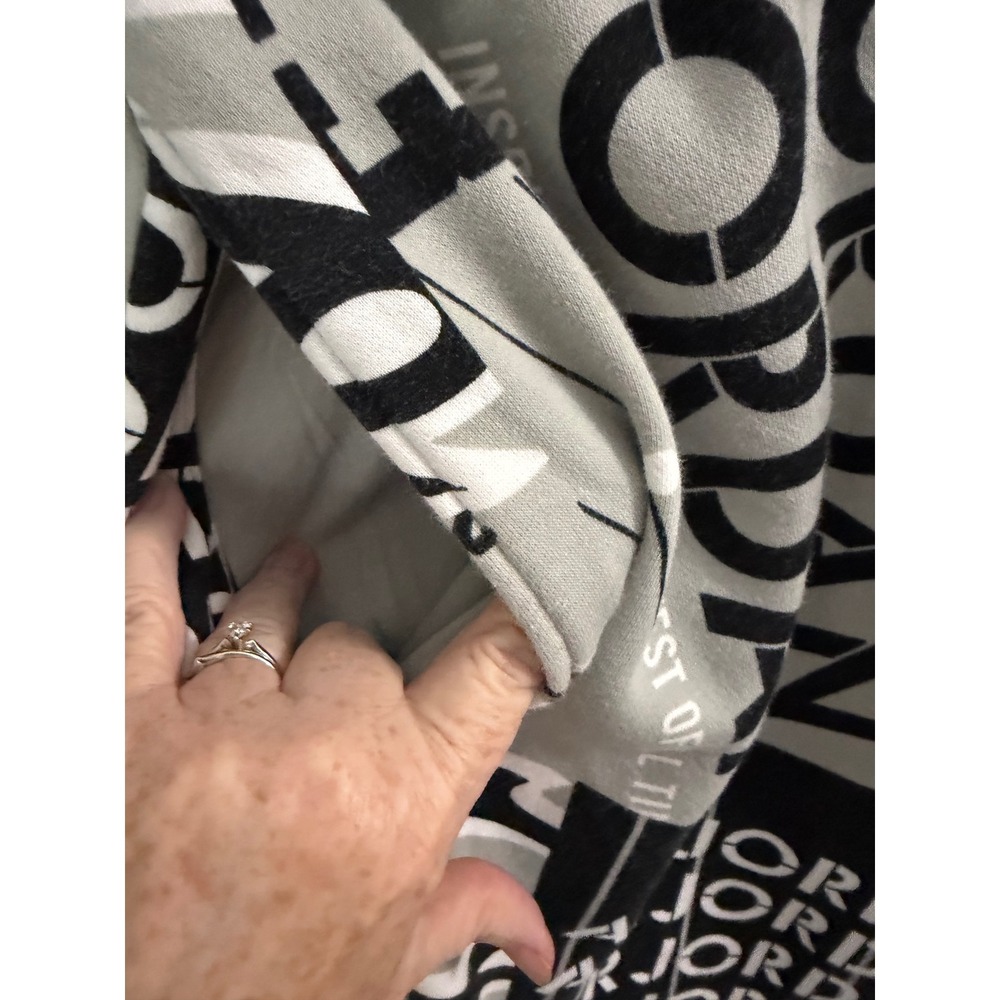 Nike Air Jordan Fleece Joggers Sweatpants MED Loose Graphic Black Grey - Picture 7 of 12